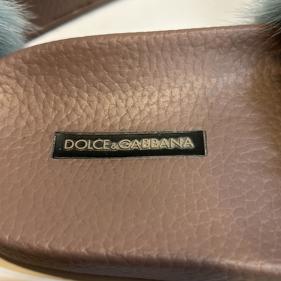 Dolce & Gabbana Baby Blue Mink Fur Slip On Slides Sand size 38 - Picture 2 of 5